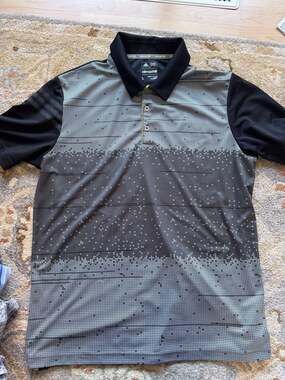 Adidas Men's Climachill Pixel Print Golf Polo Shirt Black and Grey